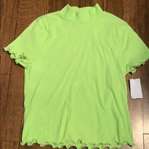 neon green high neck shirt
